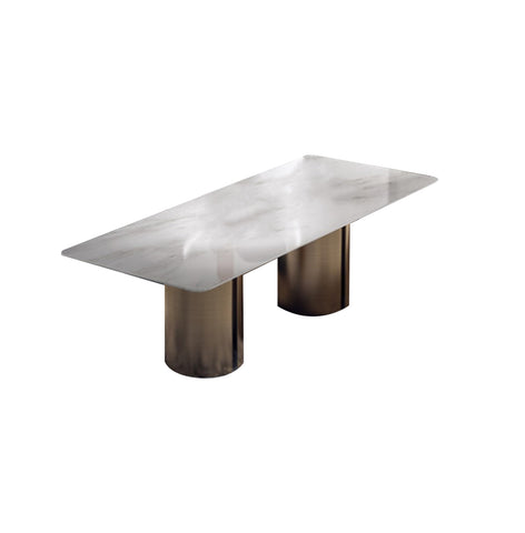 White Marble & Gold Stainless Steel Dining Table
