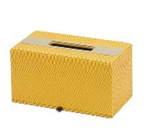 Yellow Leather Tissue Box Small