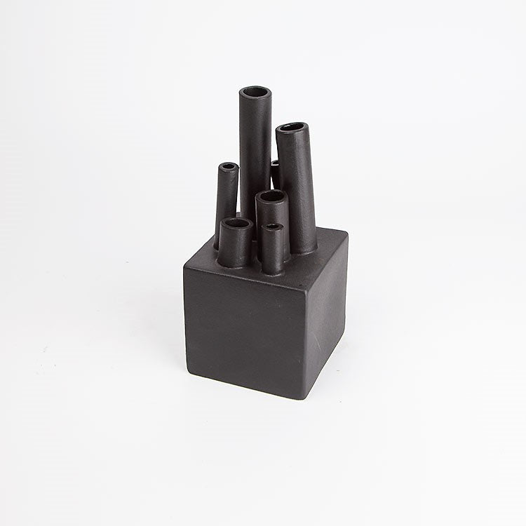 Black Ceramic Square Vase - Small