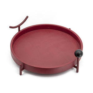 Red Round Leather Tray