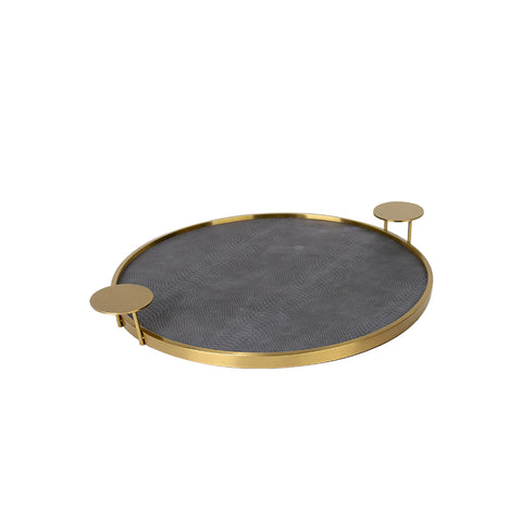 Grey Leather serving tray