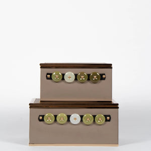 Large Jade Inlaid Leather Boxes