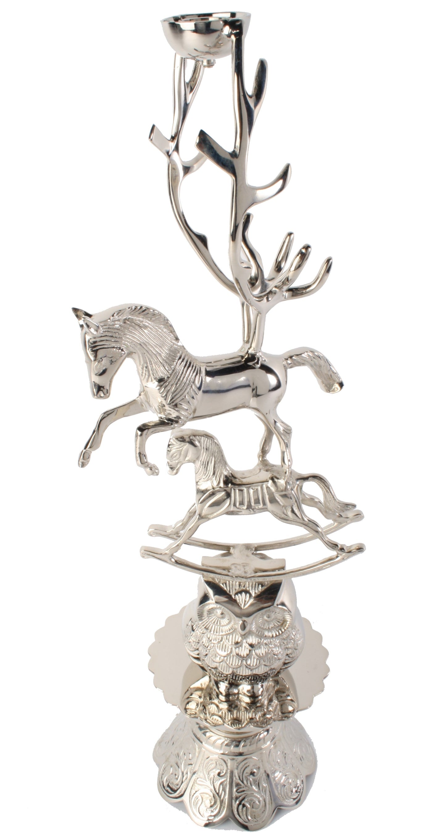 Silver Horses Candle Holder