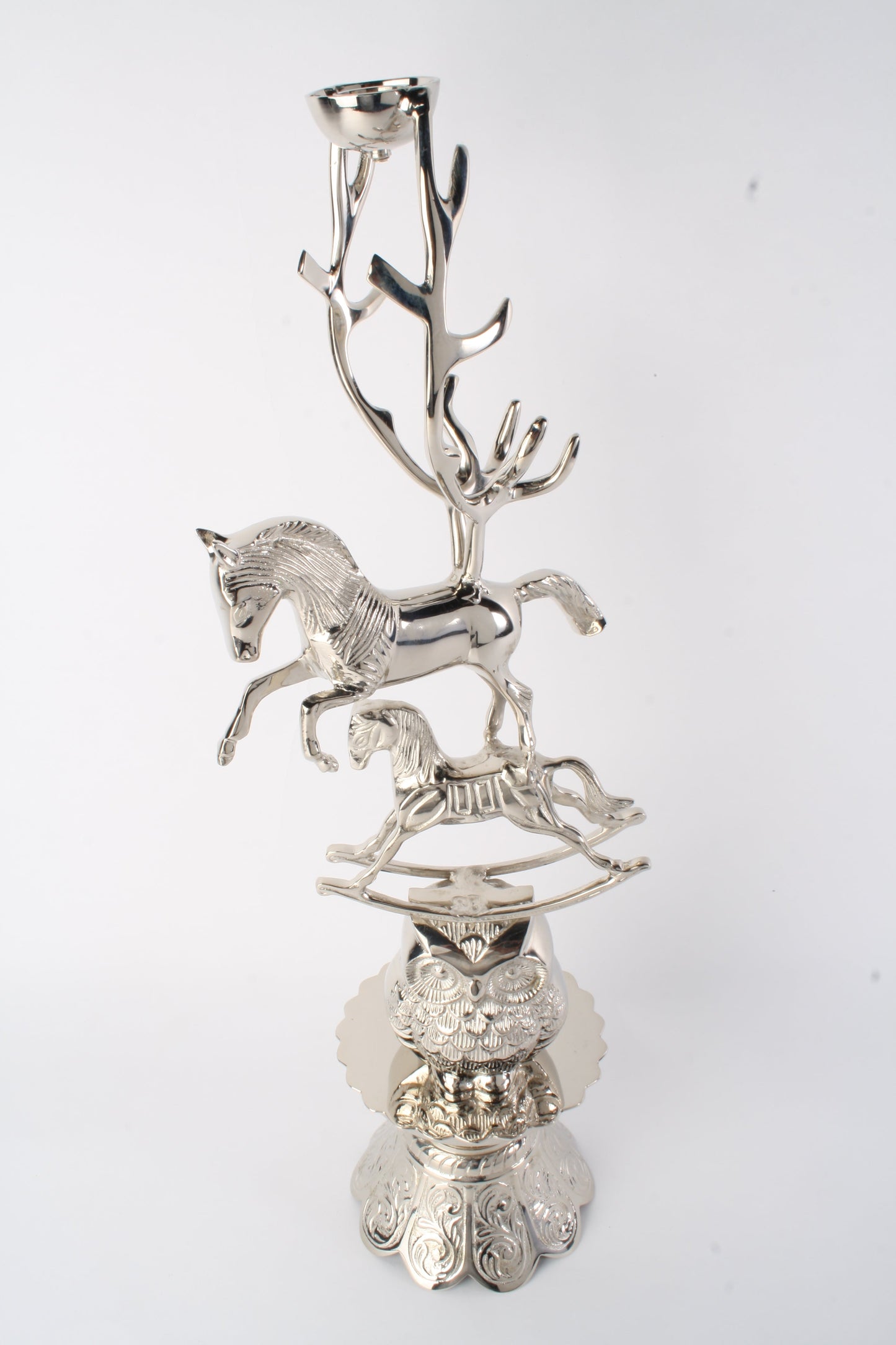 Silver Horses Candle Holder