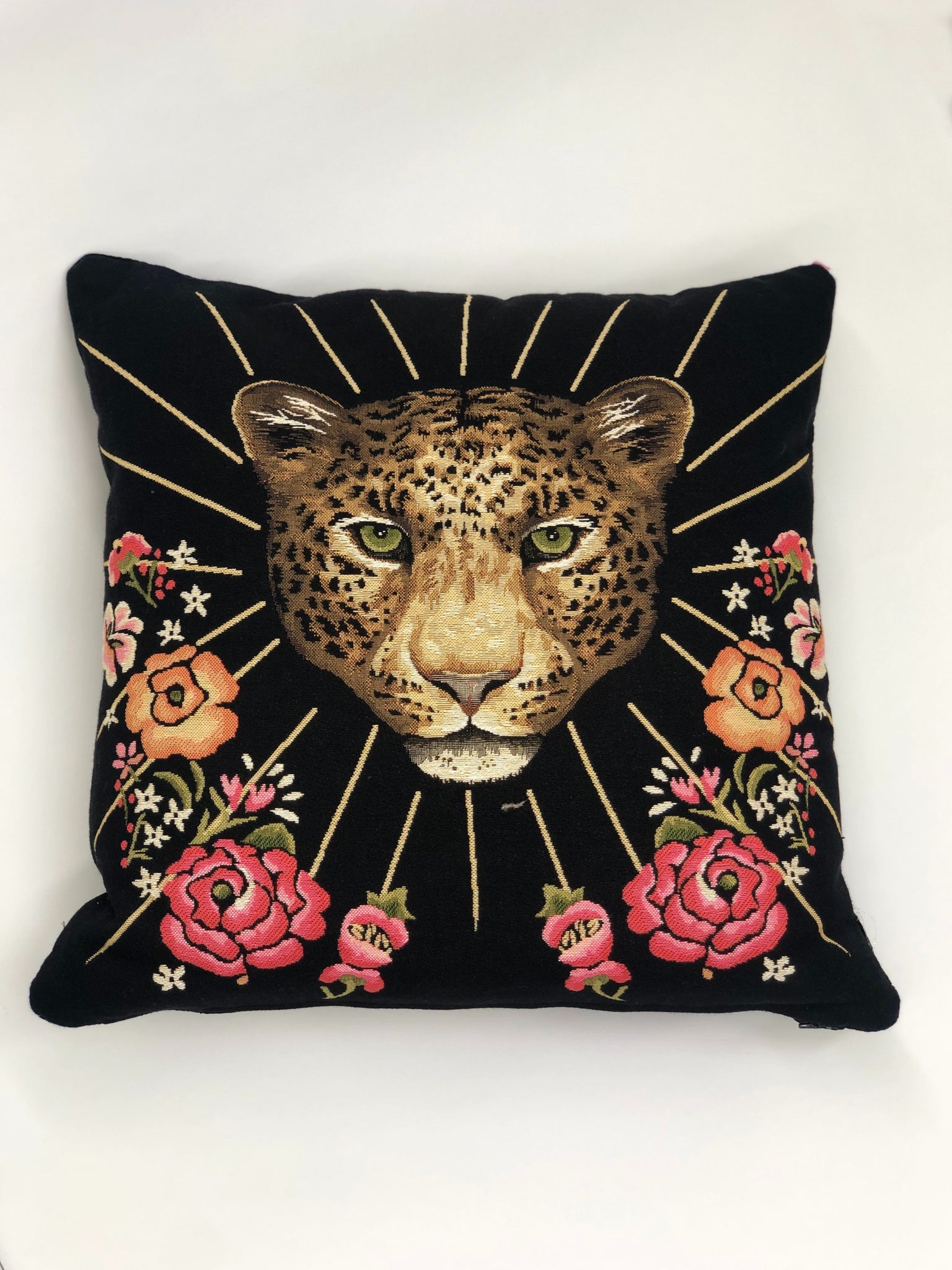 Tiger & Flowers On a Cushion