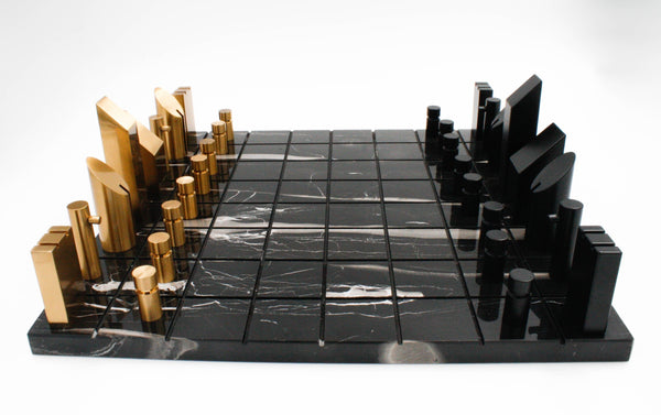 Black Marble & Gold Chess board