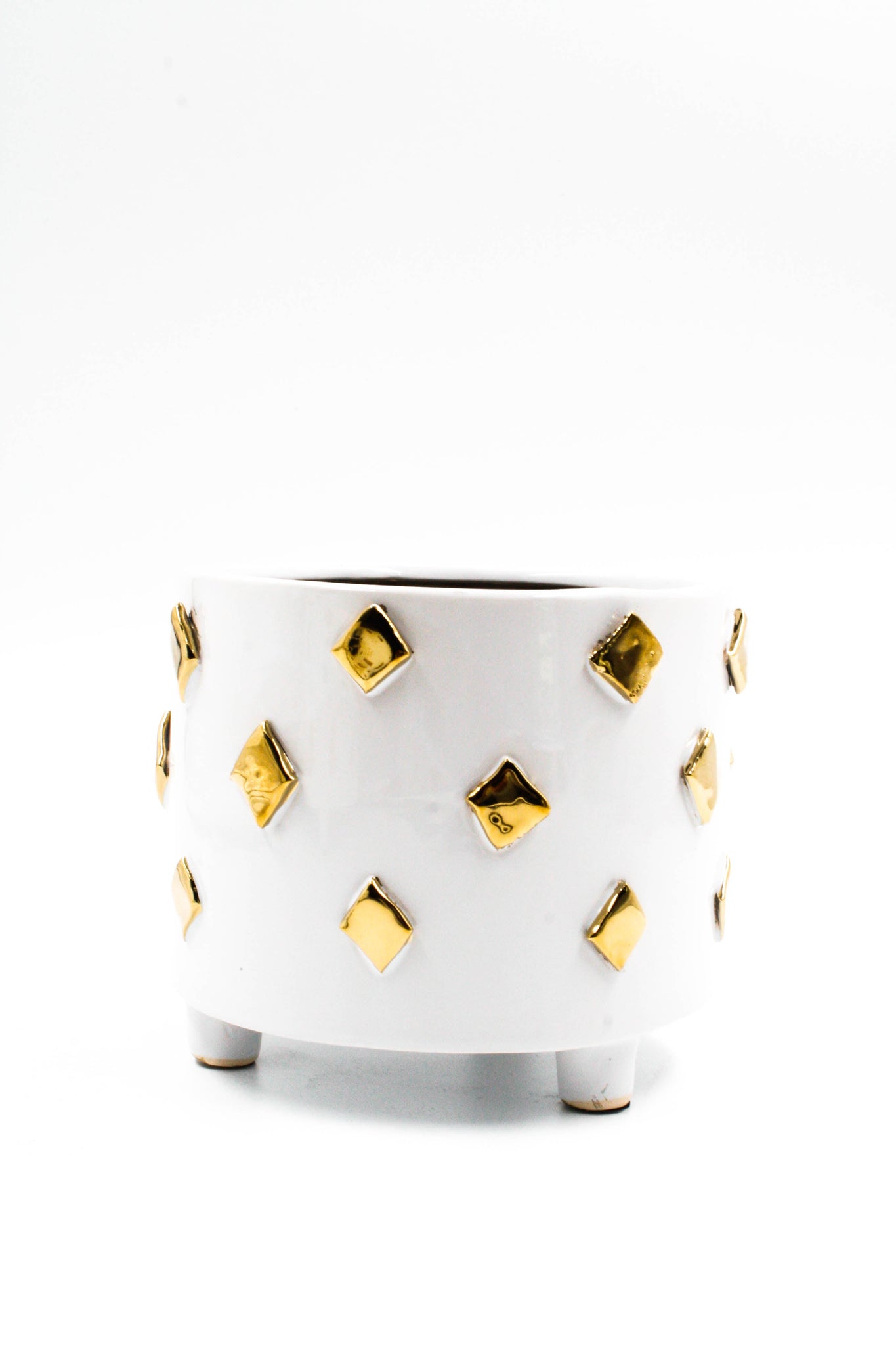 Golden Squares White Vase