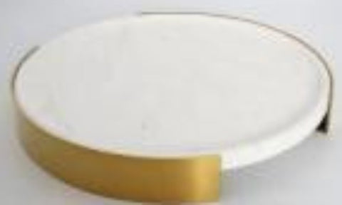 Round White Marble Gold Holder Tray