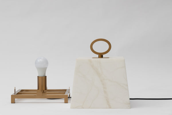 White Alabaster Cubic Lamp
