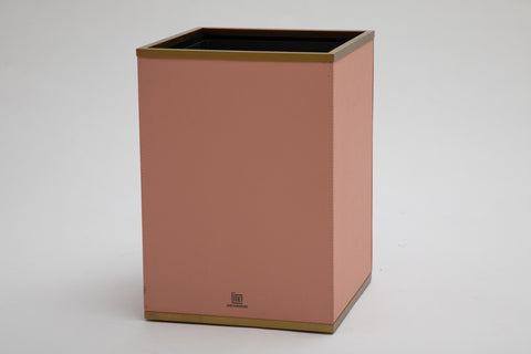 Pink Leather Trash Can