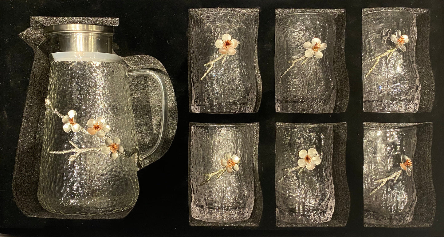Cherry blossom Glass Jug set