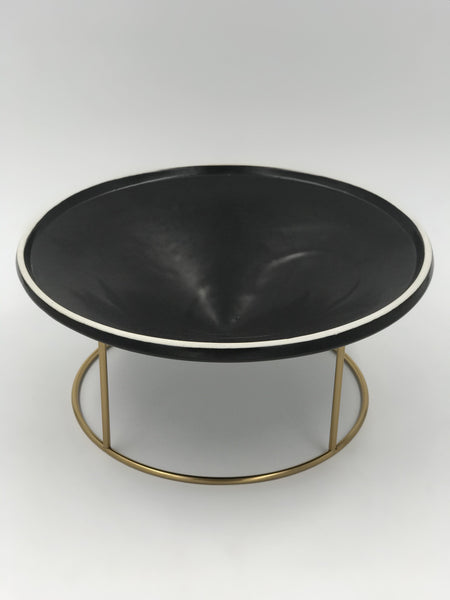 Black Ceramic Plate with a gold wire stand