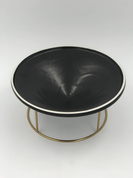 Black Ceramic Plate with a gold wire stand